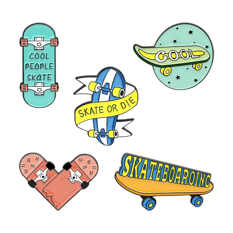 HOSENG Summer Cartoon Cool Skateboard Youth Brooch Sports Fan Jacket Trend Jewelry Enamel Pin Badge Birthday Gift HS_119 | Украшения и