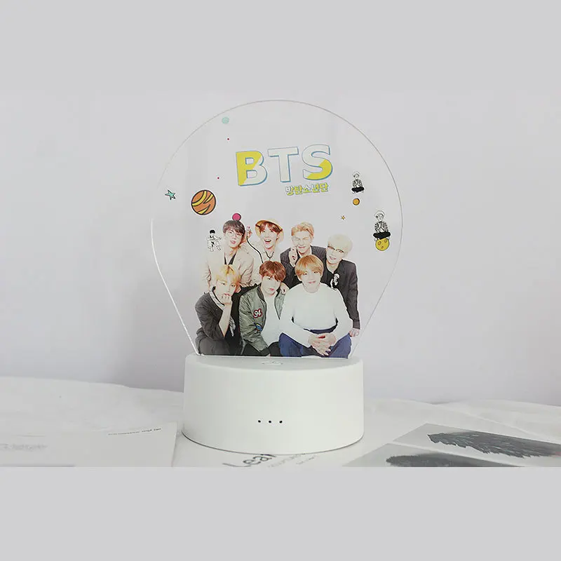 Bangtan Boys Ночной светильник 7 цветов ставить для сна 3D светодиодные лампы музыка командой фанатов опоры домашний декор Косплэй Рождественский подарок
