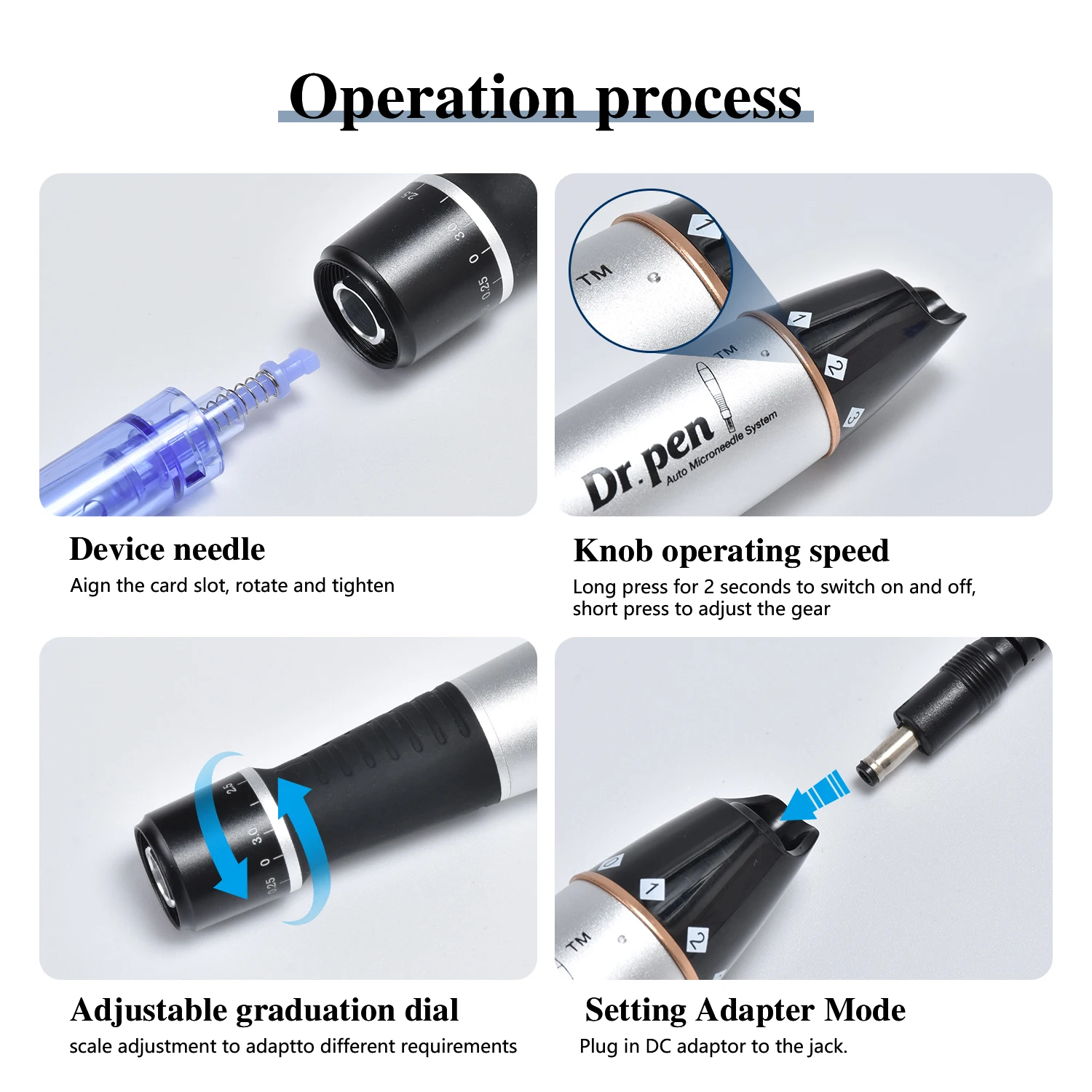 Dr Pen Ultima A1 With 12Pcs Needle Kit Profesional Derma Pen Wired Microneedling Derma Facial-microneedling derma pen