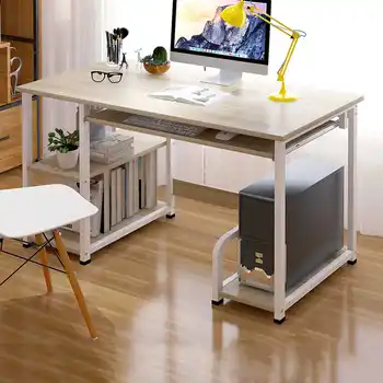 

Large Computer Table Professional Gaming Table with storage shelf Wood Desktop Computer Desk for Home Office with Keyboard shelf