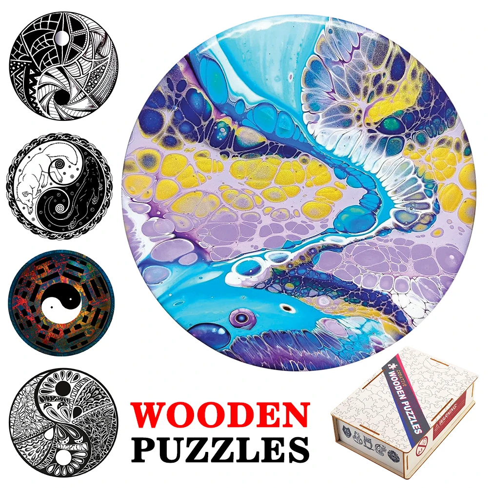 Christmas Series Yin Yang Taichi Unique 3D Wooden Puzzle Adult Jigsaw Puzzle Gift  Box Puzzle Children Christmas Toy Gifts stirling moss monaco 1956 jigsaw puzzle customized toys for kids adult wooden customizeds for kids puzzle