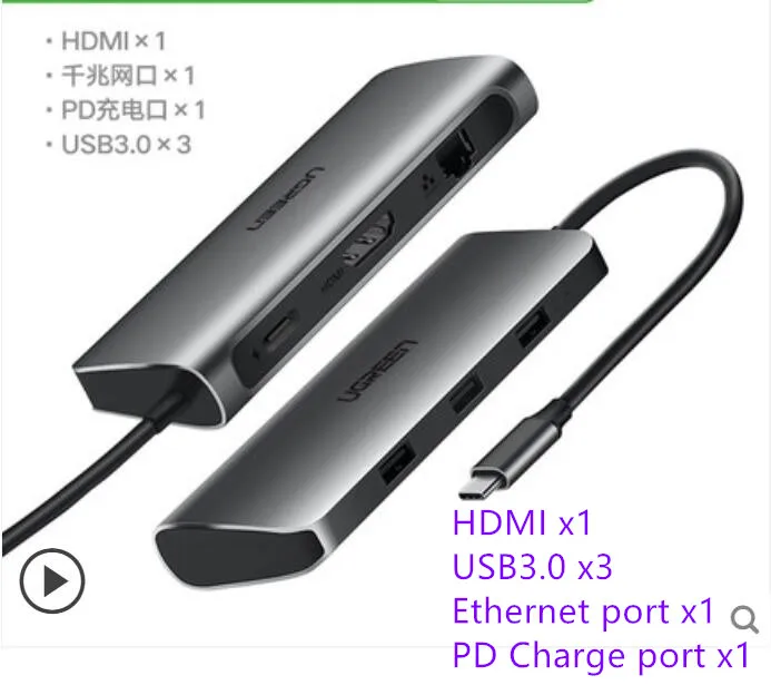 HDMI - Ethernet USB-C док-станции для ноутбука многофункциональный адаптер конвертер деконцентратор для всех интерфейс type-C ноутбук мобильный телефон A009 - Цвет: HDMI - Ethernet