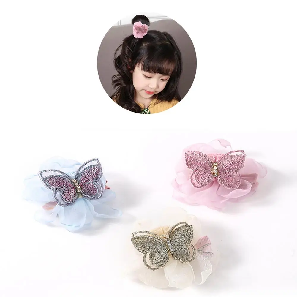 

New Fashion Girls Embroidery Butterfly Hair Clips Kids Korean Style Mesh Flower Hairpins Cute Baby Hair Accessories BB Clip