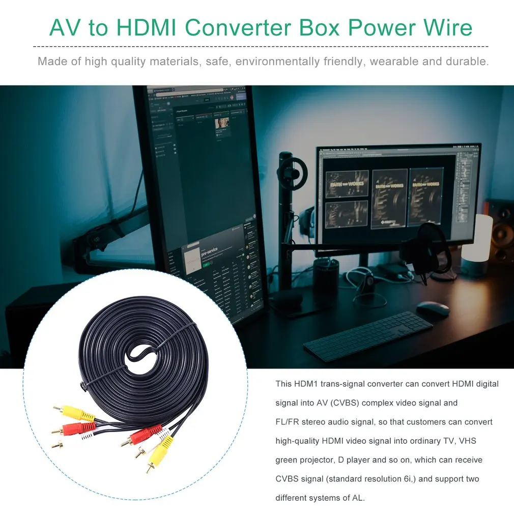 Универсальный av-hdmi конвертер коробка кабель питания HD видео трансформирующий кабель портативный AV в HDMI конвертер коробка кабель питания