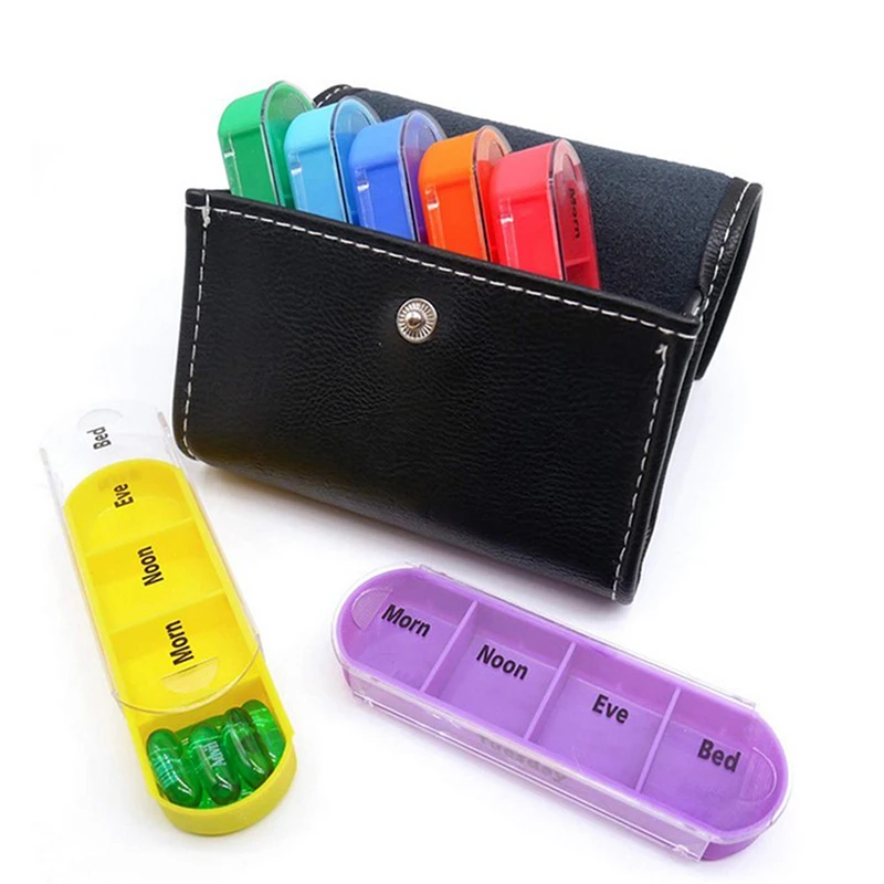 28 Grid 7 Day Weekly Pillbox Storage Container Pill Wallet Box Set Medicine Box Organizer Case Wallet Medicine Box Travel Case
