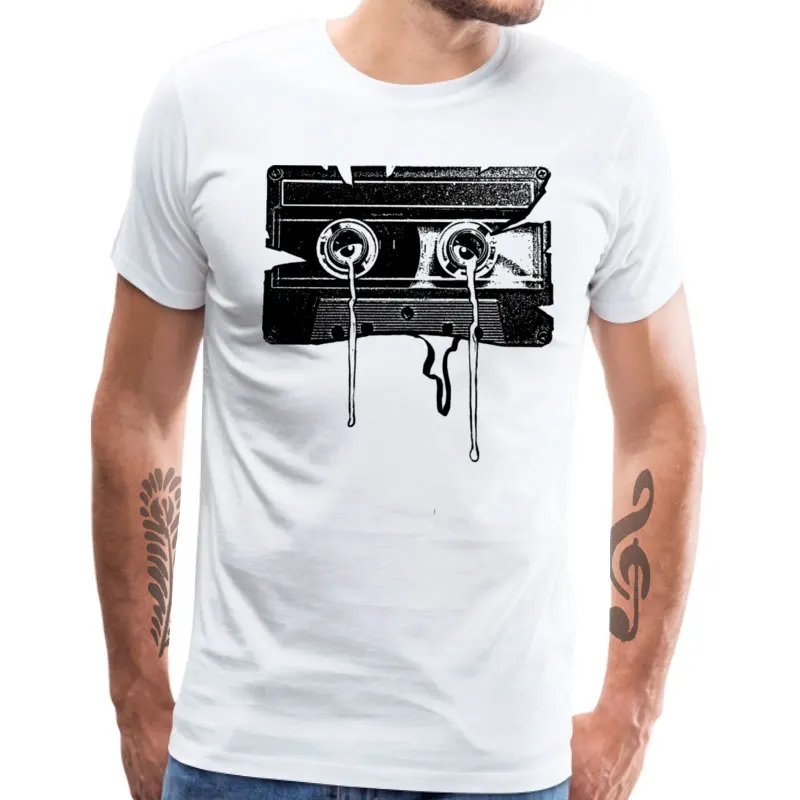 T shirt men Classic Men T-shirt White Tshirt Rock Music Old Cassette Memories Short Crew Neck Cotton Fabric s & Tees