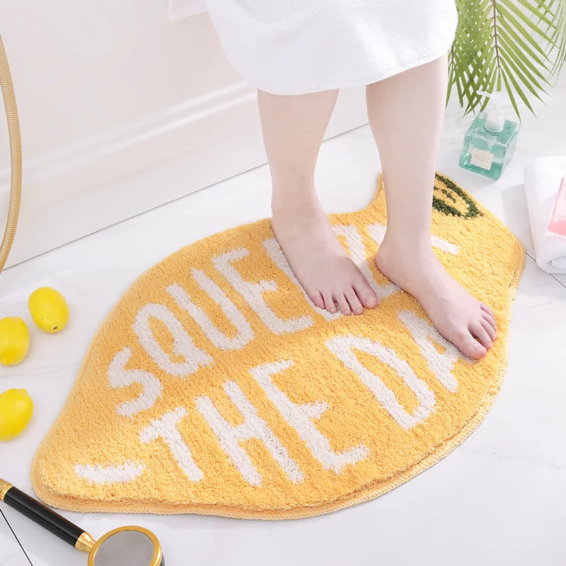 Flocking Fruit Peach Lemon Shape Home Entrance Mat Bedroom Bathroom Door Non-slip Foot Pad Flocking Fruit Peach Lemon Shape Home Entrance Mat Bedroom Bathroom Door Non-slip Foot Pad