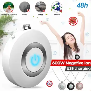 

USB Portable Wearable Air Purifier LED Mini Air Necklace Negative Ion Air Freshener - No Radiation Low Noise For Adults 450mAh