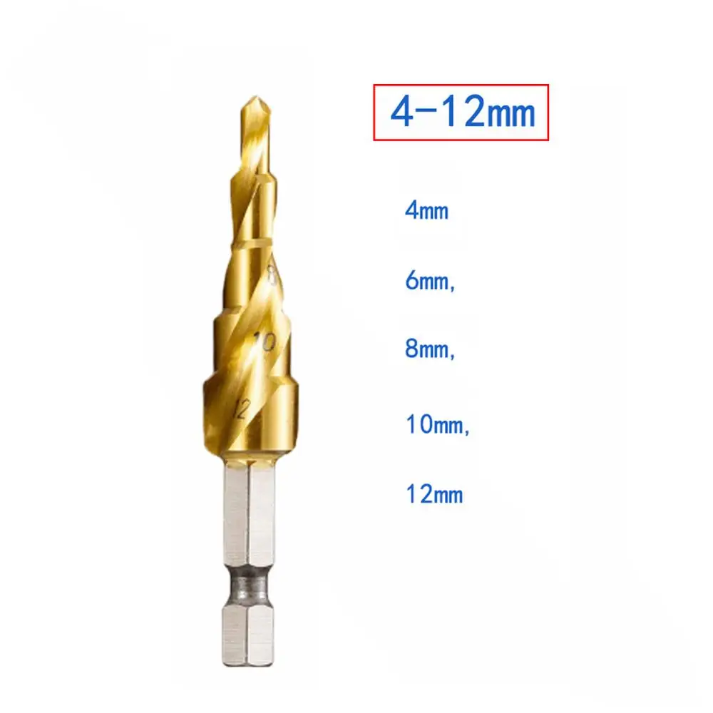 Vastar из быстрорежущей стали титановое ступенчатое сверло 3-12 мм 4-12 мм 4-20 мм металлический центральный пробойник для деревообработки - Цвет: 4-12 mm 5 Step