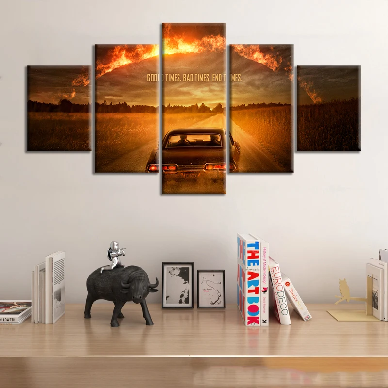 No Framed Canvas 5Pcs Tv Drama Supernatural Last Ride Wall Art Poster Immagini Dipinti Decorazioni Per La Casa Per Le Decorazioni Del Soggiorno