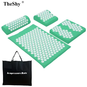 

4 Piece/Set Acupressure Yoga Mat Pillow Relieve Head Neck Back Foot Pain Spike Mat Fitness Exercise acupuncture Massage Mat