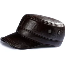 Ковбойская шапка для мужчин из искусственной кожи, зимняя уличная шапка для папы, дышащая черная Военная плоская шляпа для мужчин