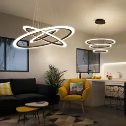 Черный/белый современный светодиодный светильник-люстра для гостиной, спальни, столовой, кухни, круглые акриловые люстры для дома
