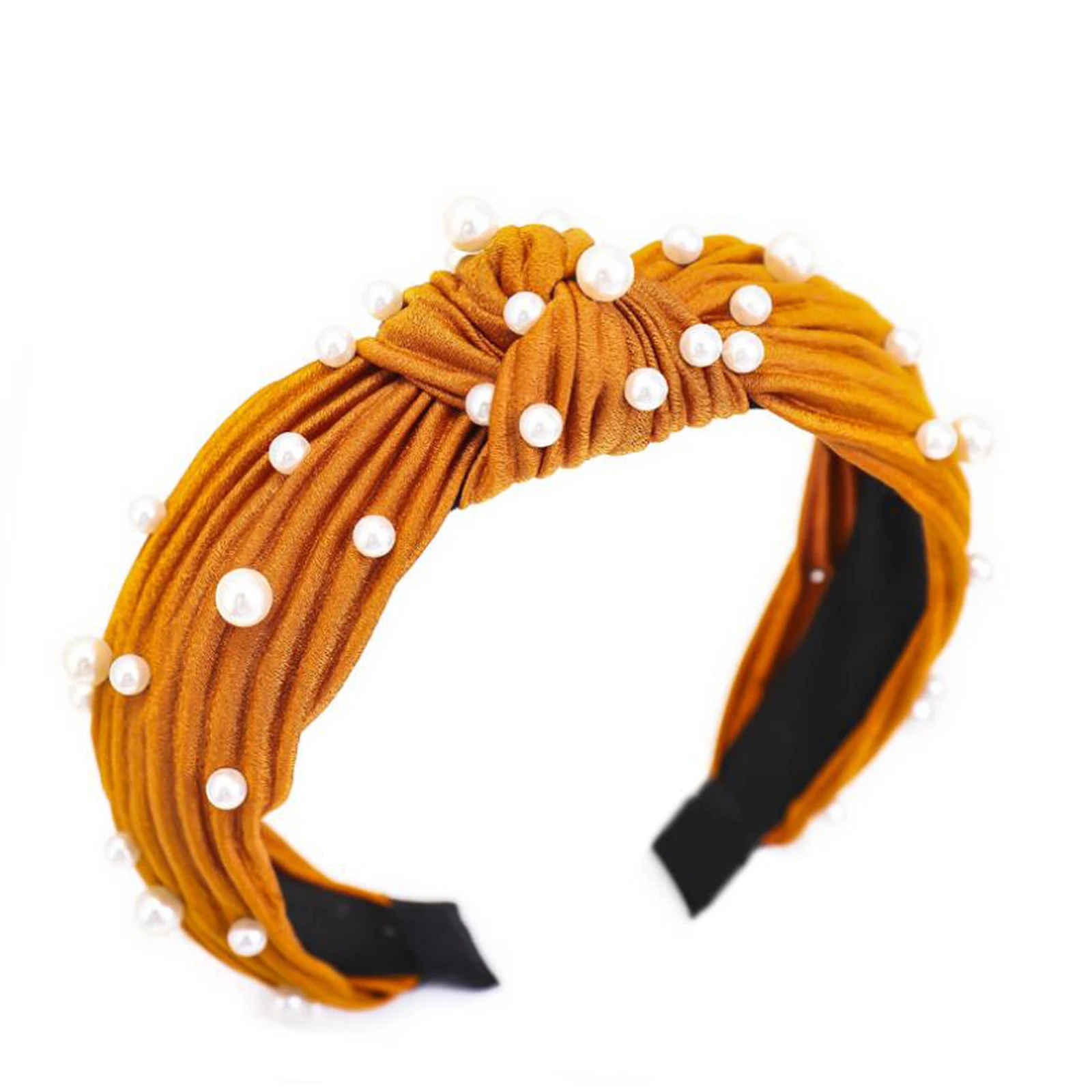 New Fashion Fresh Headband Women Pearls Hairband Striped Cloth High Quality Turban Autumn Hair Accessories Wholesale