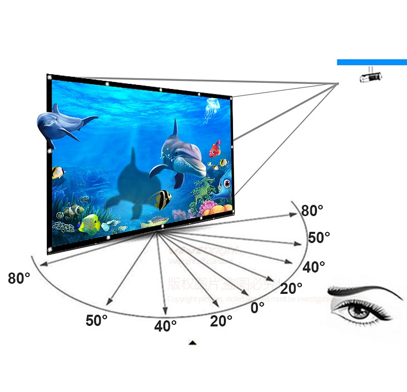 VIVIBRIGHT обновленный более толстый экран проектора, опционально 100/120/133 дюймов 16:9, складная белая ткань материал для домашнего кинотеатра
