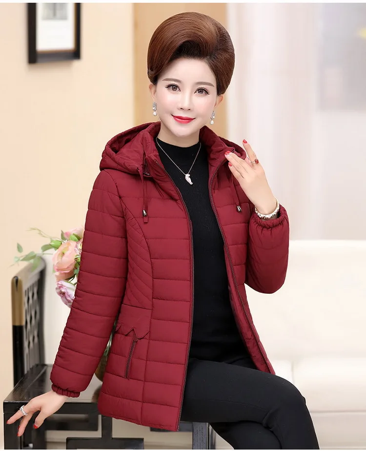 

Middle-aged Winter Mid-length Warm Cotton-padded Clothes Women's Loose-Fit Middle-aged Women Dress Thin Extra-large down Jacket