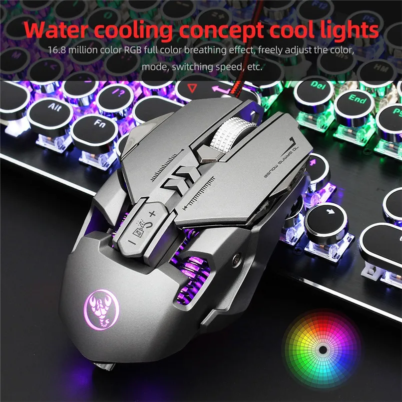 6400 DPI 7-keys Macro Definition Programmable Wired Game Mouse Gaming Mouse Mice  Aluminum alloy 3D metal roller 40NOV2808