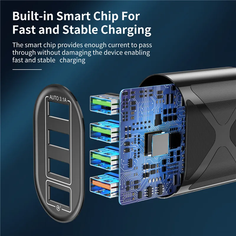 USLION 4 Port USB Charger Quick Charge QC 3.0 48W Wall Travel Phone Fast Charging For Samsung Xiaomi mi 13 EU US UK Plug Adapter