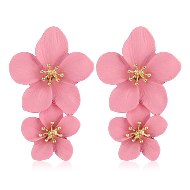 New Korean Acrylic Pink Geometric Earrings for Women Cute Romantic Round Flower Heart Candy Color Fashion Jewelry Brincos