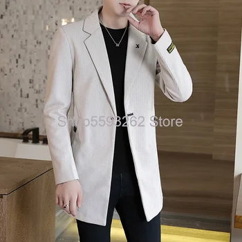 

Autumn woolen coat men's long trench coat men's casual woolen coat trend 2020 autumn