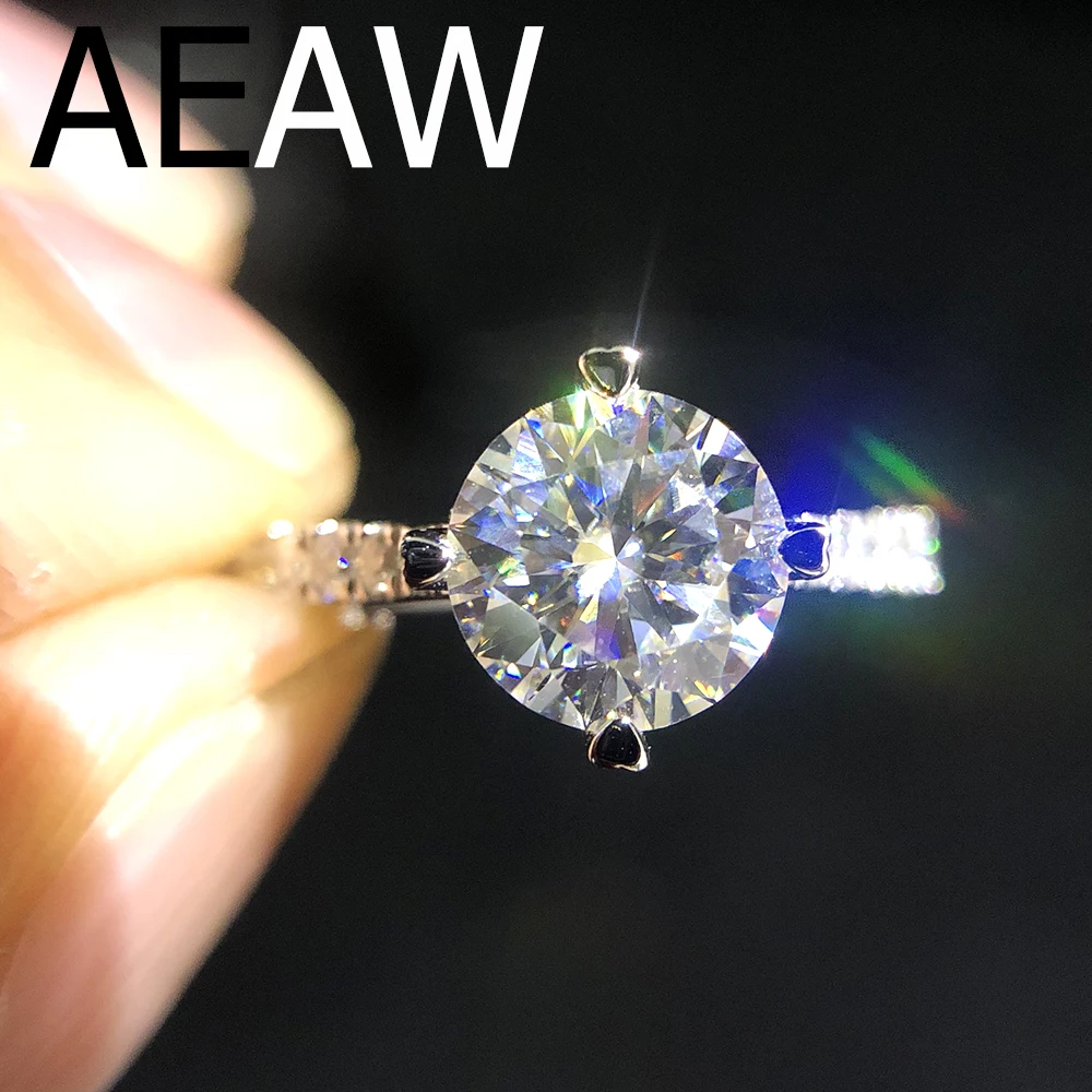 Anillos Smyoue VVS 1CT 6,5 Mm Anillos De Diamante De Moissanita Azul