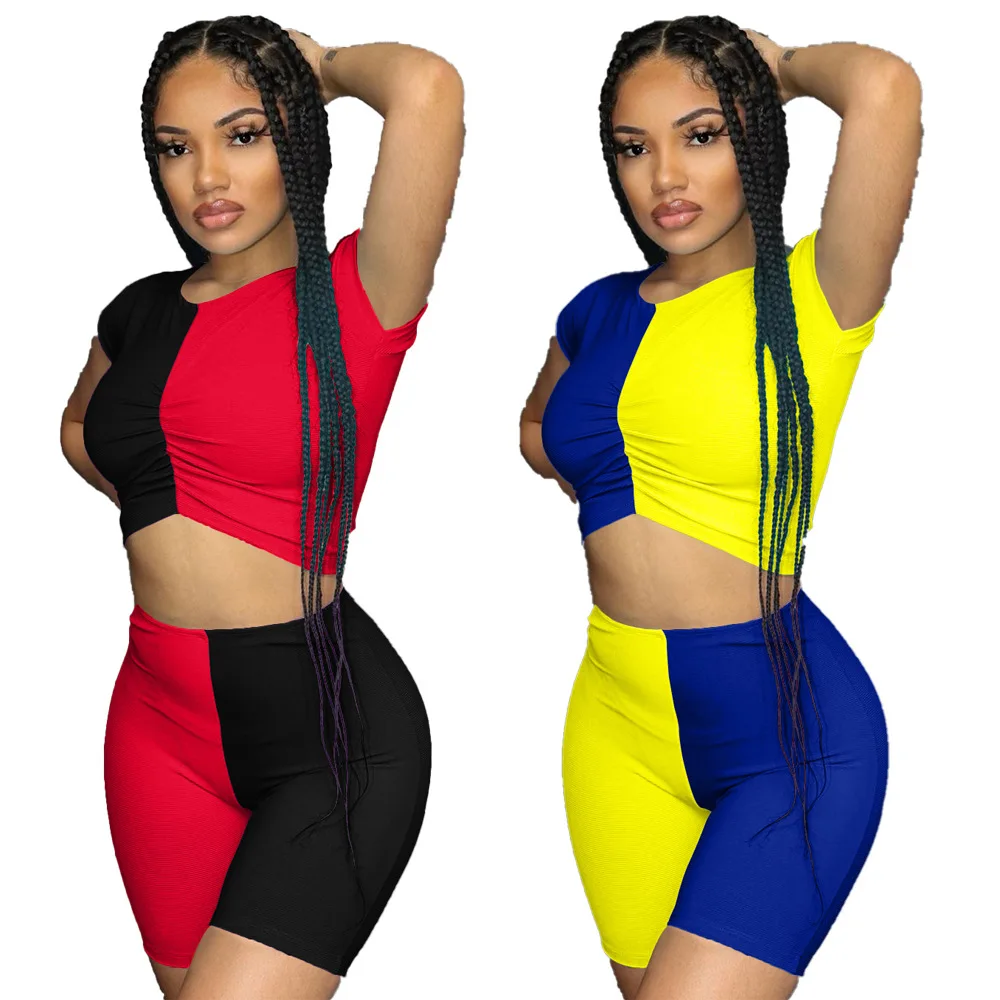 Летний женский костюм модель в европейском и американском стиле однотонный