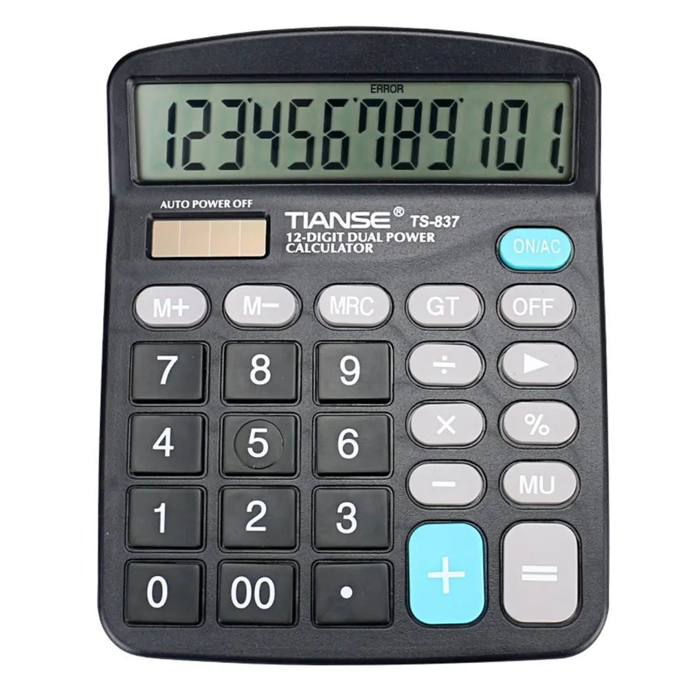 

Multifunction Electronic Calculator No Need Battery Solar Power 12 Digital Display Business Accounting Daily Life