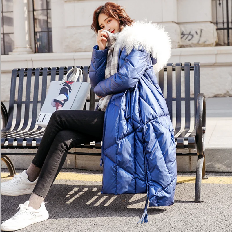 2019 winter new style ladies down jacket long large wool collar women coat Korean version fashion slim fit lady clothes | Женская одежда