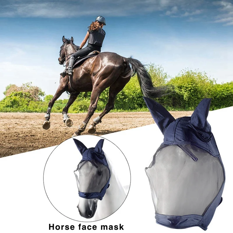 Лошадиная Летающая маска с ушами дышащая противомоскитная маска лошади (синий)