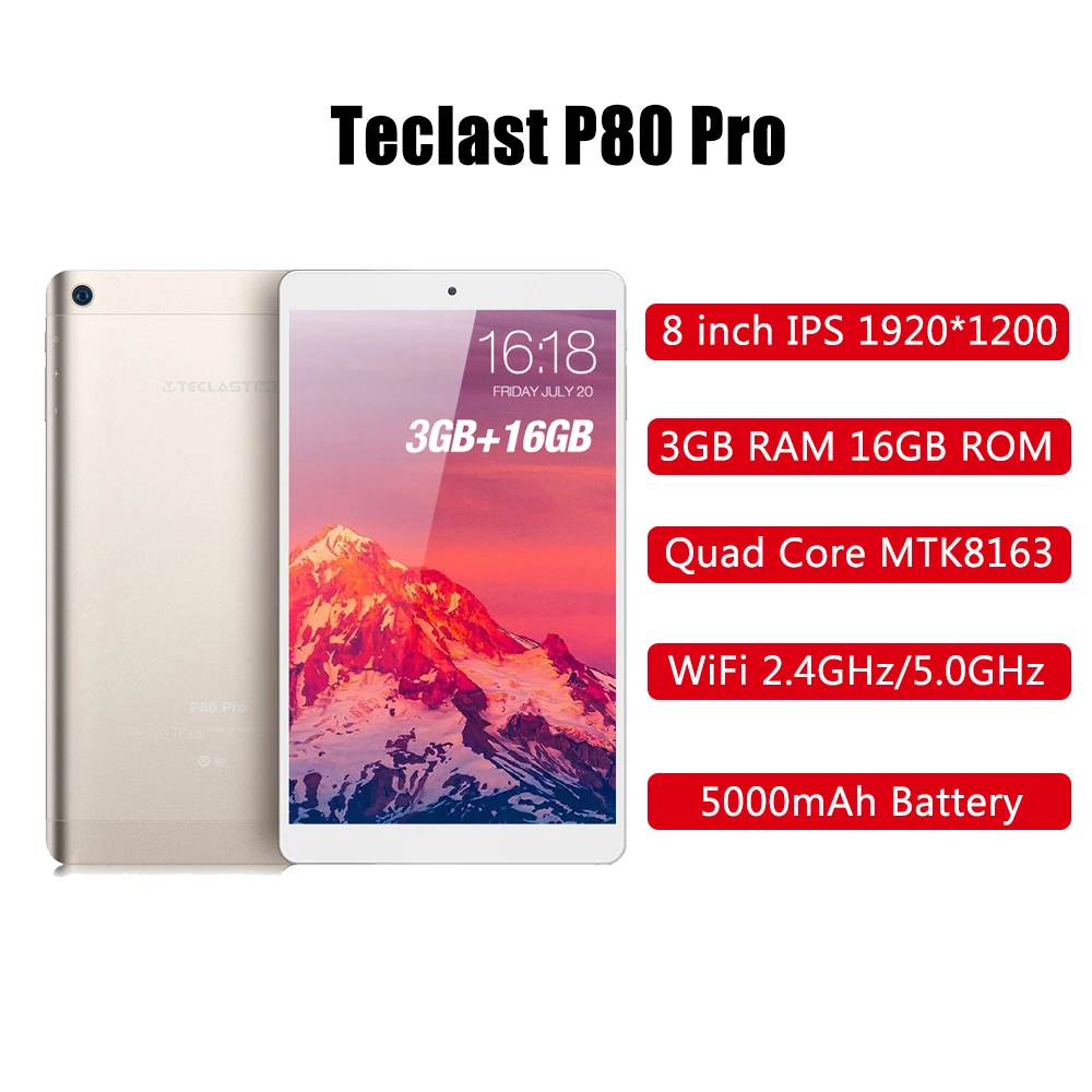Teclast P80 Pro планшетный ПК 8,0 дюймов Full HD Android 7,0 3 Гб ram 16 Гб eMMC rom MTK8163 четырехъядерный двухъядерный процессор WiFi HDMI gps 5000 мАч