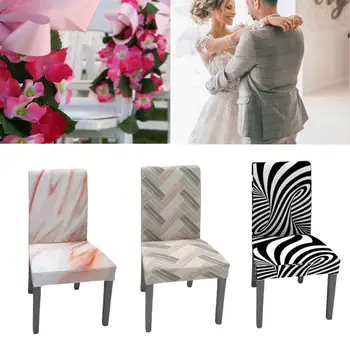 

2PCS Dining Chair Cover Spandex Removable Washable Digital Printing Chair Slipcover Elastic Stool Cover for Kitchen Living Room