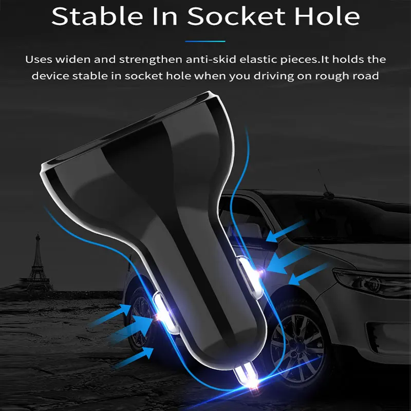 Vehemo Dual USB QC3.0+ 2.4A Автомобильное устройство для быстрой зарядки автомобильное зарядное устройство прикуриватель эффективный зарядный адаптер мобильный телефон