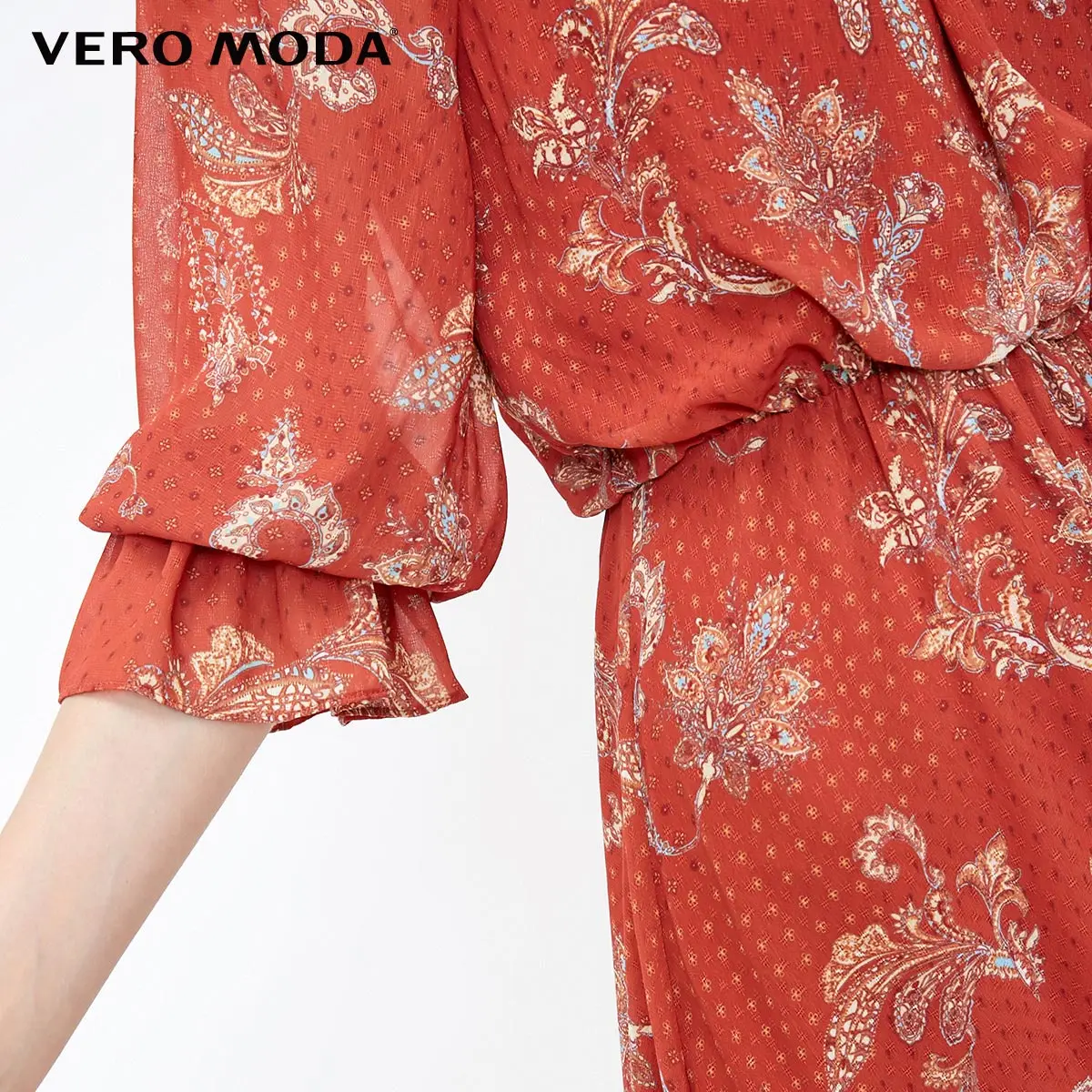 Vero Moda Новое поступление винтажное шифоновое длинное платье с рукавами реглан и принтом | 31847C506