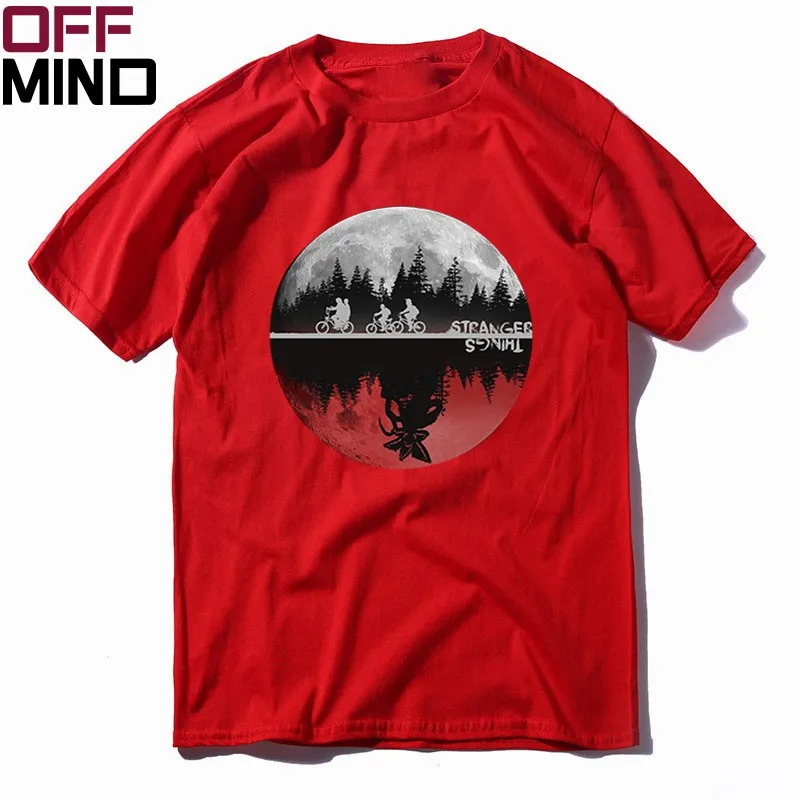 ST0207OM-RED OFF MIND, хлопок, летняя свободная Мужская футболка с принтом «странные вещи», Повседневная крутая Мужская футболка с круглым вырезом, футболка с коротким рукавом, Мужская футболка - Цвет: ST0207OM-RED