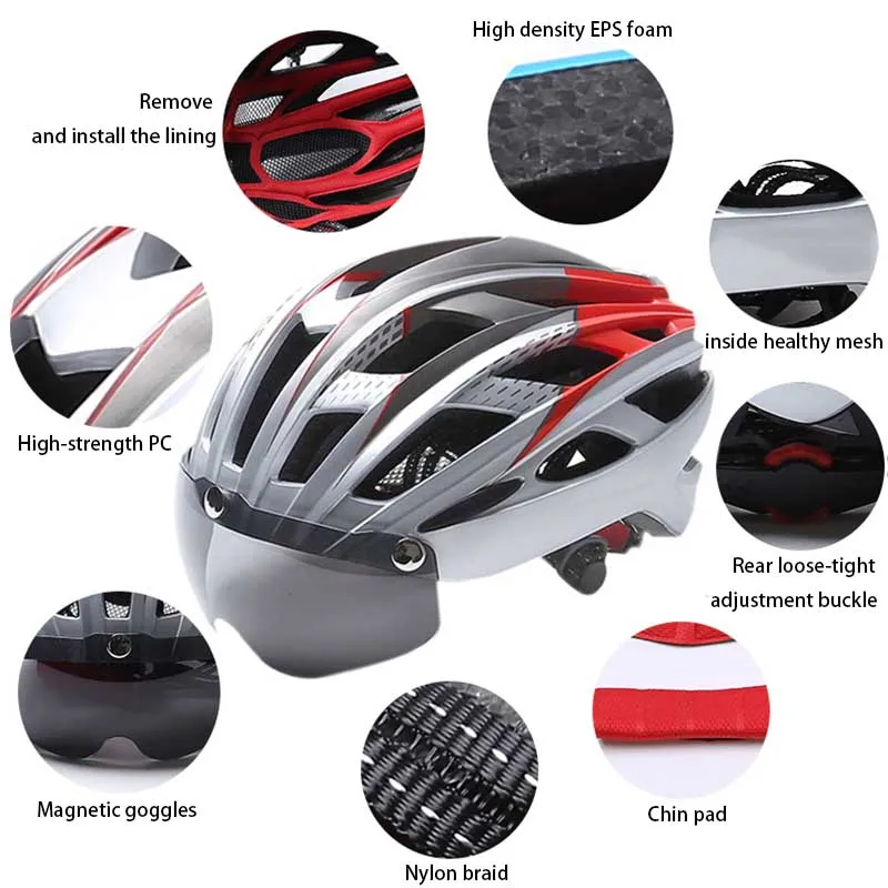 

New Ultralight Cycling Helmet Bike Lens Mountain Road Bicycle Goggles MTB Helmets Safety Cap For Men Women