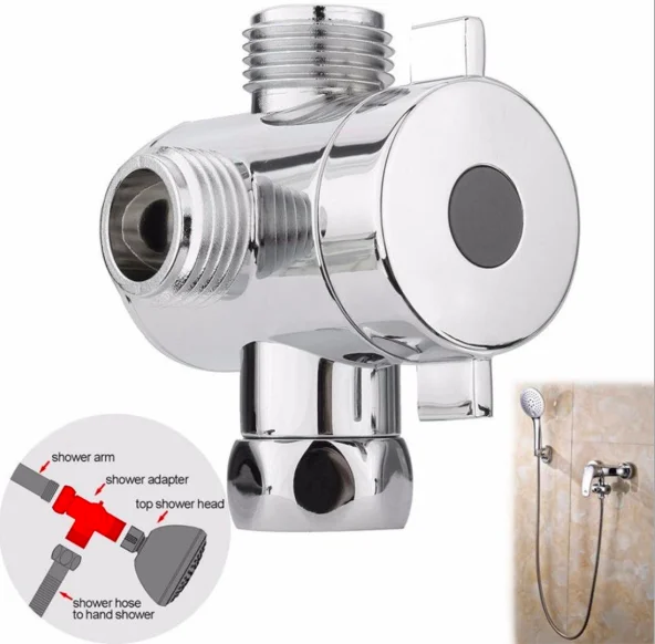 cheap 1/2 Inch Bathroom Three Way T Adapter Tee Connector Valve For Toilet Bidet Shower Head Diverter Valve Shower Head Shunt