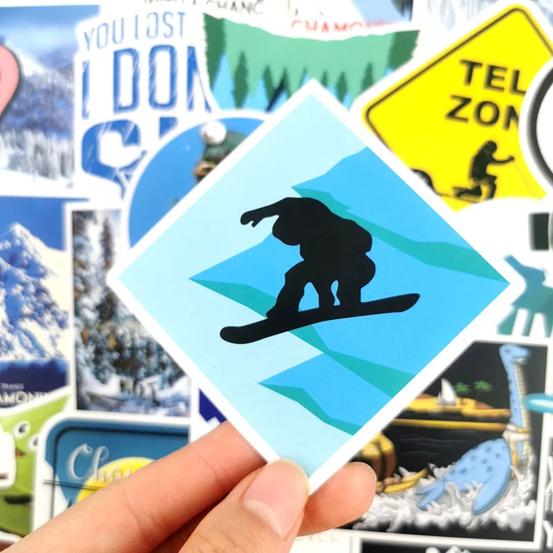 70 шт. Мультяшные зимние лыжные туристические наклейки для ноутбука гитара чашка для серфинга скейтборд багаж велосипед холодильник наклейка для скрапбукинга