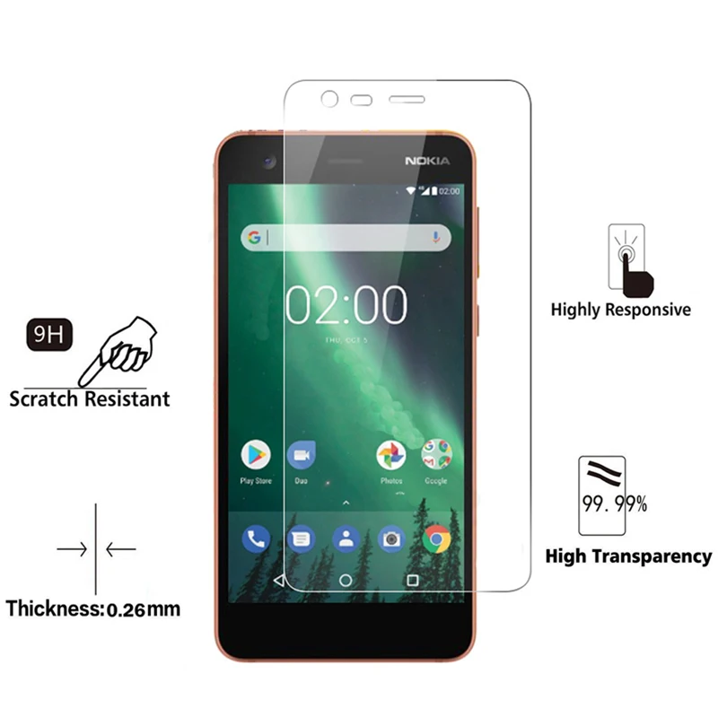 Защитная пленка для экрана для Nokia 2, закаленное стекло для Nokia 1 3 4 5 6 6,1 7 8, Защитная пленка для телефона Nokia X XL X2