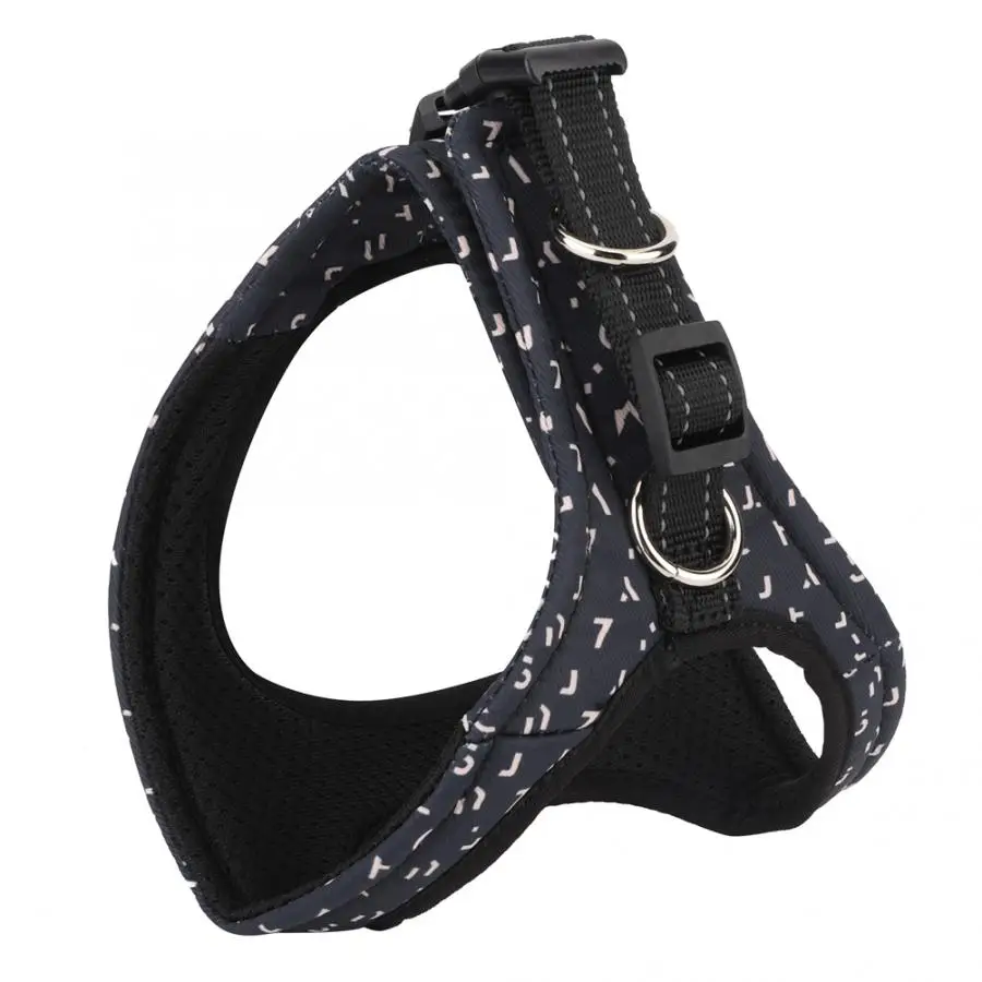 Adjustable Soft Breathable Polyester Lightweight Colorful Printing Pet Vest Harness Chest Strap Pulling Leash Rope for Dogs Cats