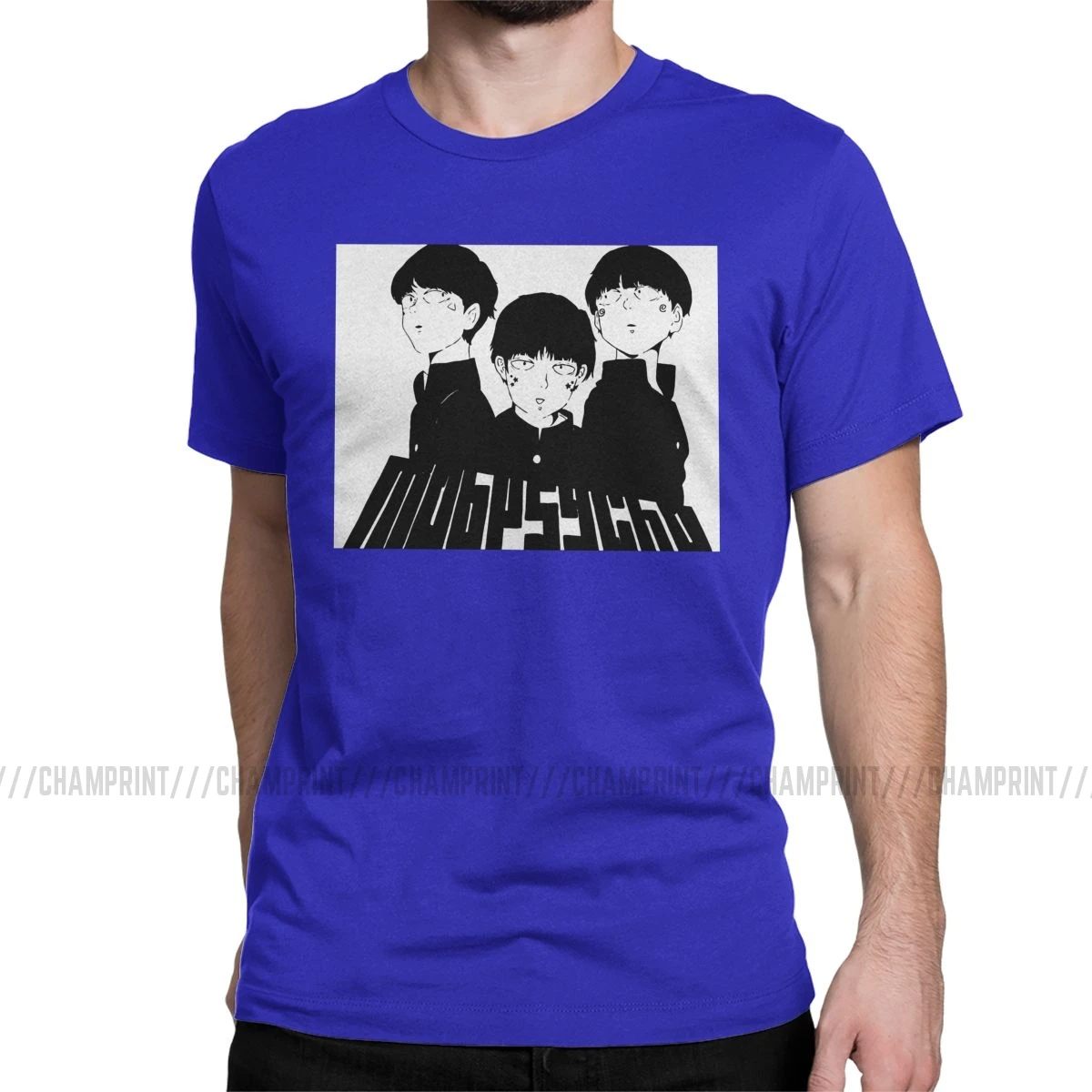 Mob Psycho 100 мужские футболки Shigeo Kageyama аниме Arataka Esper MP100 Манга футболка с коротким рукавом футболки хлопок - Цвет: Синий