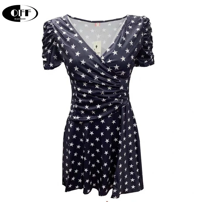 Новейшее дизайнерское мини-платье со звездами и принтом женское сексуальное