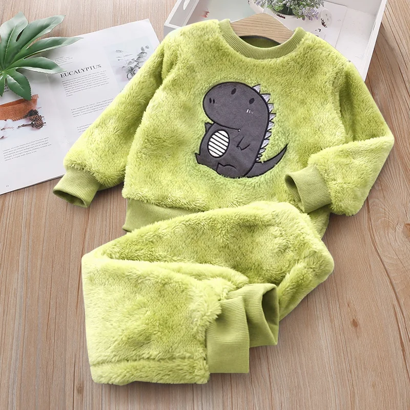 Unilovers 2pcs Baby casual Baby's Sets Cartoon Dragon Warm Autumn Winter Long Sleeve Infant Clothing Outfits Children Clothing