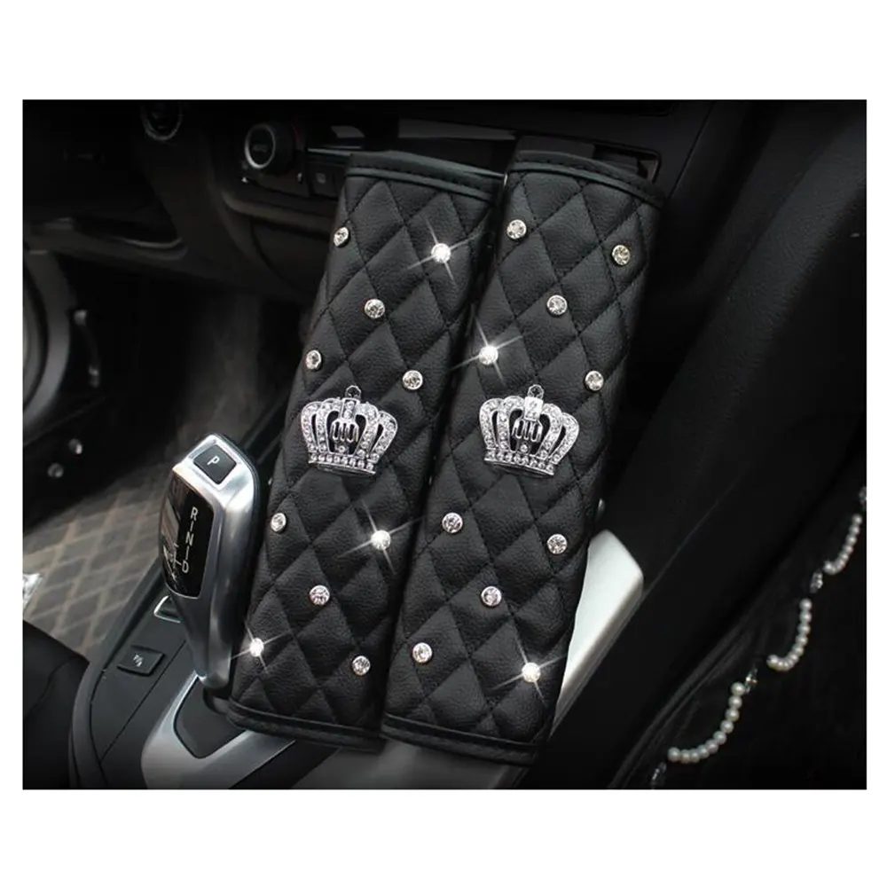 Bling автомобильный чехол переключения передач стразы из искусственной кожи Корона Декор Автомобильные аксессуары чехол для рычага переключения передач
