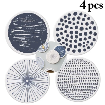 

Nordic Style Ceramic Round Absorbent Diatomite Cup Coasters Drink Coasters Heat Insulation Patterned Pot Holder Mat For Tabletop