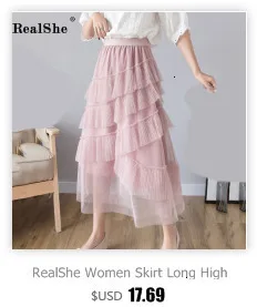 RealShe, Женская юбка миди с высокой эластичной талией, юбка средней длины с блестками, женские весенние Повседневные Вечерние юбки с разрезом, женские юбки, s Jupe Femme