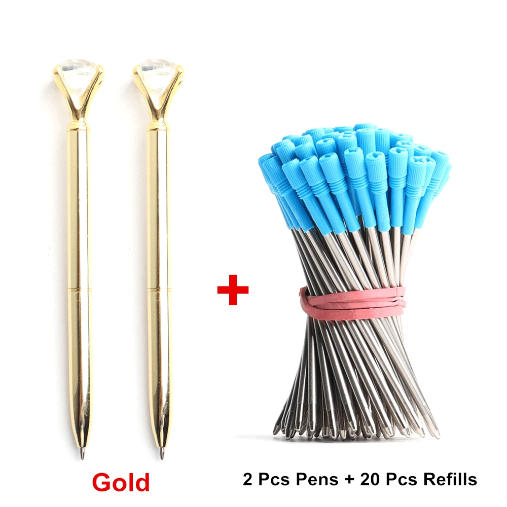 Multifunction Ballpoint Pen Multifunctional Pen Ballpoint Pen Ballpoint Pen Refill Ball Point Pen 2+20Pcs/Set Big Diamond Crystal Pen Gem Ballpoint Pens Metal Ball Pen Refills Kawaii Magical Fashion School Office Supplies