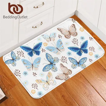 

BeddingOutlet Butterfly Rectangle Area Rug for Bedroom Colorful Floor Mat Insect Print Non-slip Bath Rug Absorbent Carpet Tapete