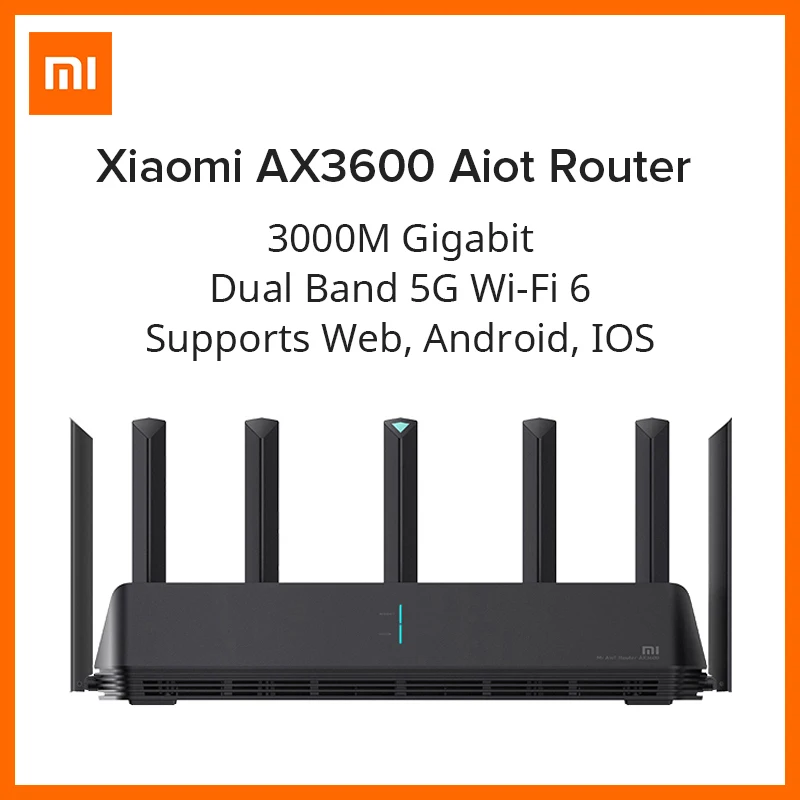 Маршрутизатор Xiaomi Mi AIoT AX3600 глобальная версия 6-ядерный чип двухчастотный Wi-Fi