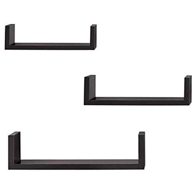 

Wall Bedroom Wall Rack Living Room Wall Bookshelf Shelf Wall-Mounted Partition Storage Rack Three-Piece Set Black Walnut