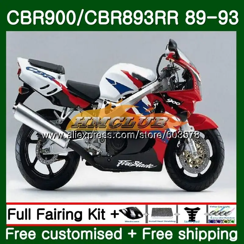 Корпус для HONDA CBR900RR CBR 893RR 1989 1990 1991 1992 1993 92CL. 0 CBR900 CBR893 RR CBR893RR 89 90 91 92 93 обтекатель фабрики "красный